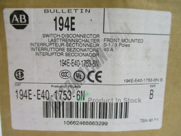 Allen Bradley 194E E40 1753 6N 3