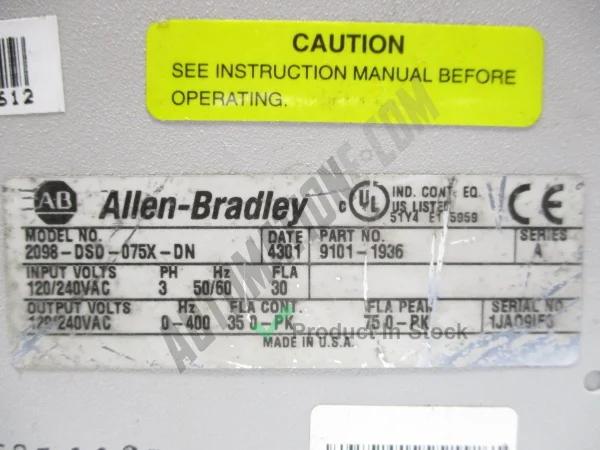 Allen Bradley 2098 DSD 075X DN 3