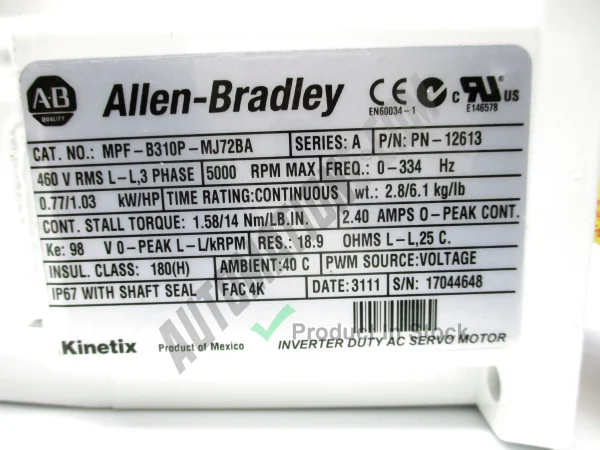 Allen Bradley MPF B310P MJ72BA 2