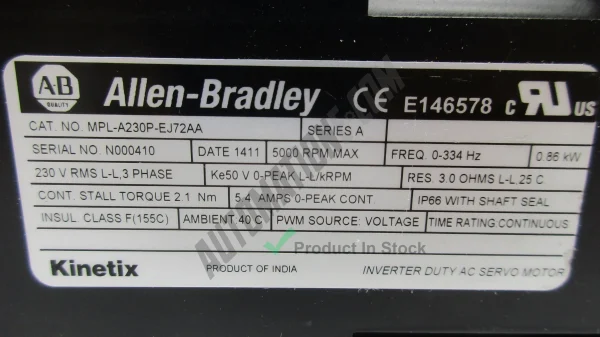 Allen Bradley MPL A230P EJ72AA 2