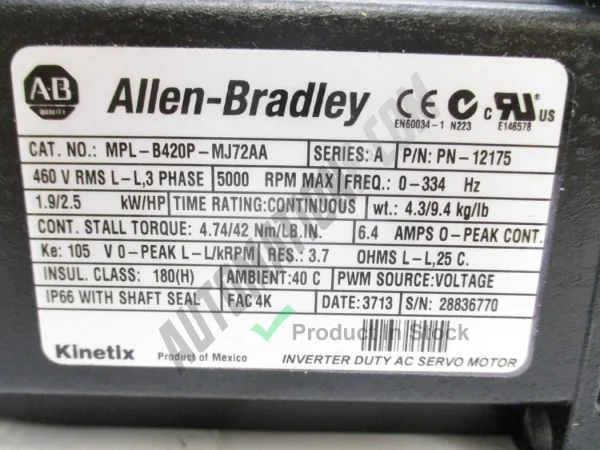 Allen Bradley MPL B420P MJ72AA 2
