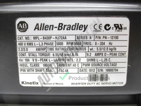 Allen Bradley MPL B430P HJ72AA 3