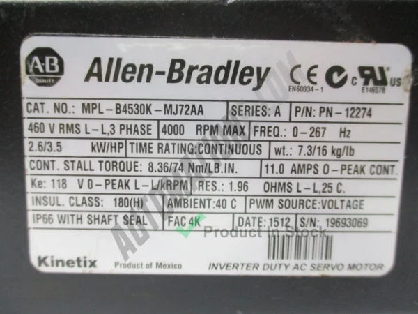 Allen Bradley MPL B4530K MJ72AA 3
