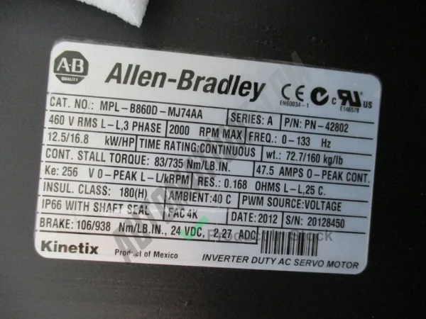 Allen Bradley MPL B860D MJ74AA 2